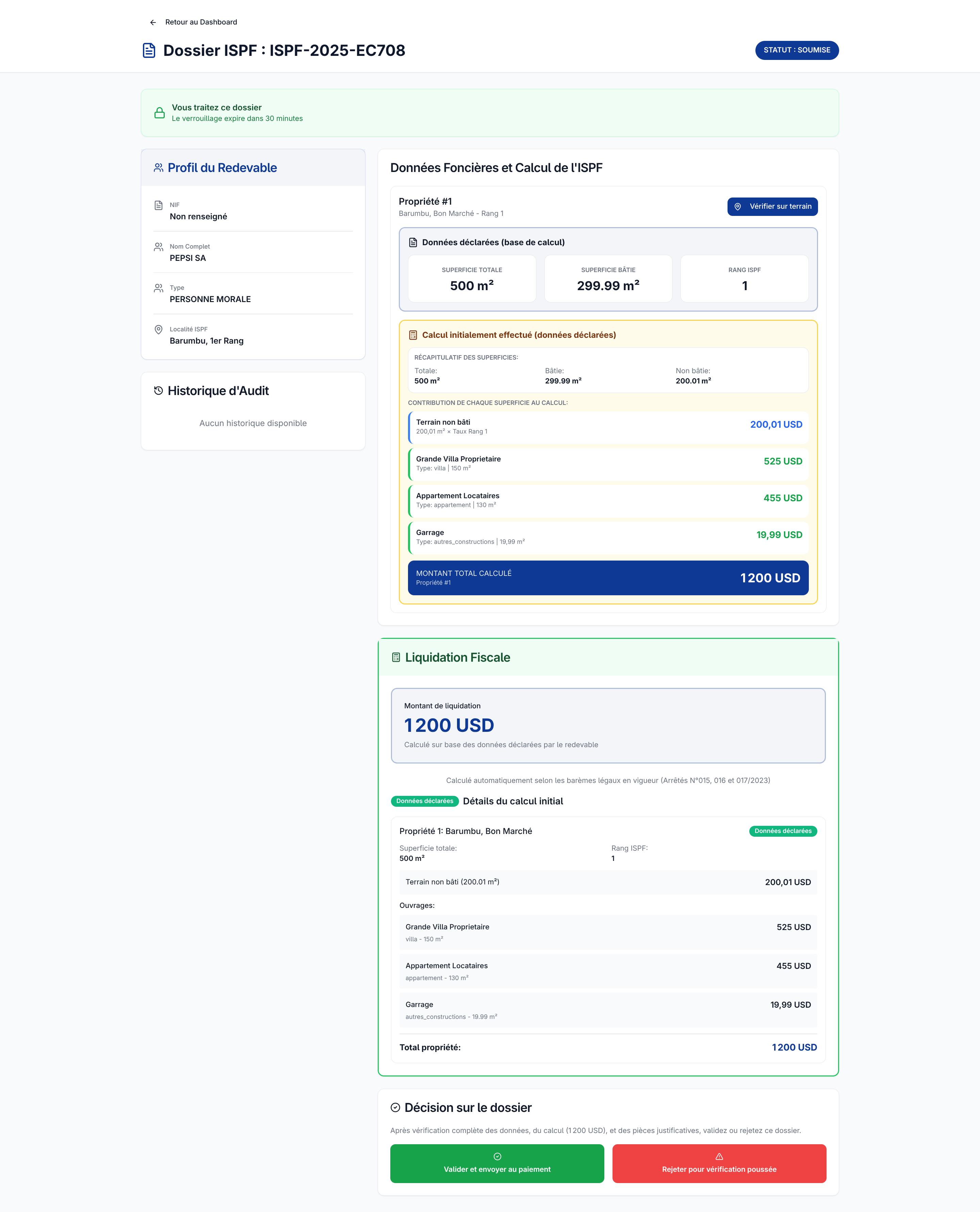 Back-Office — détails ISPF