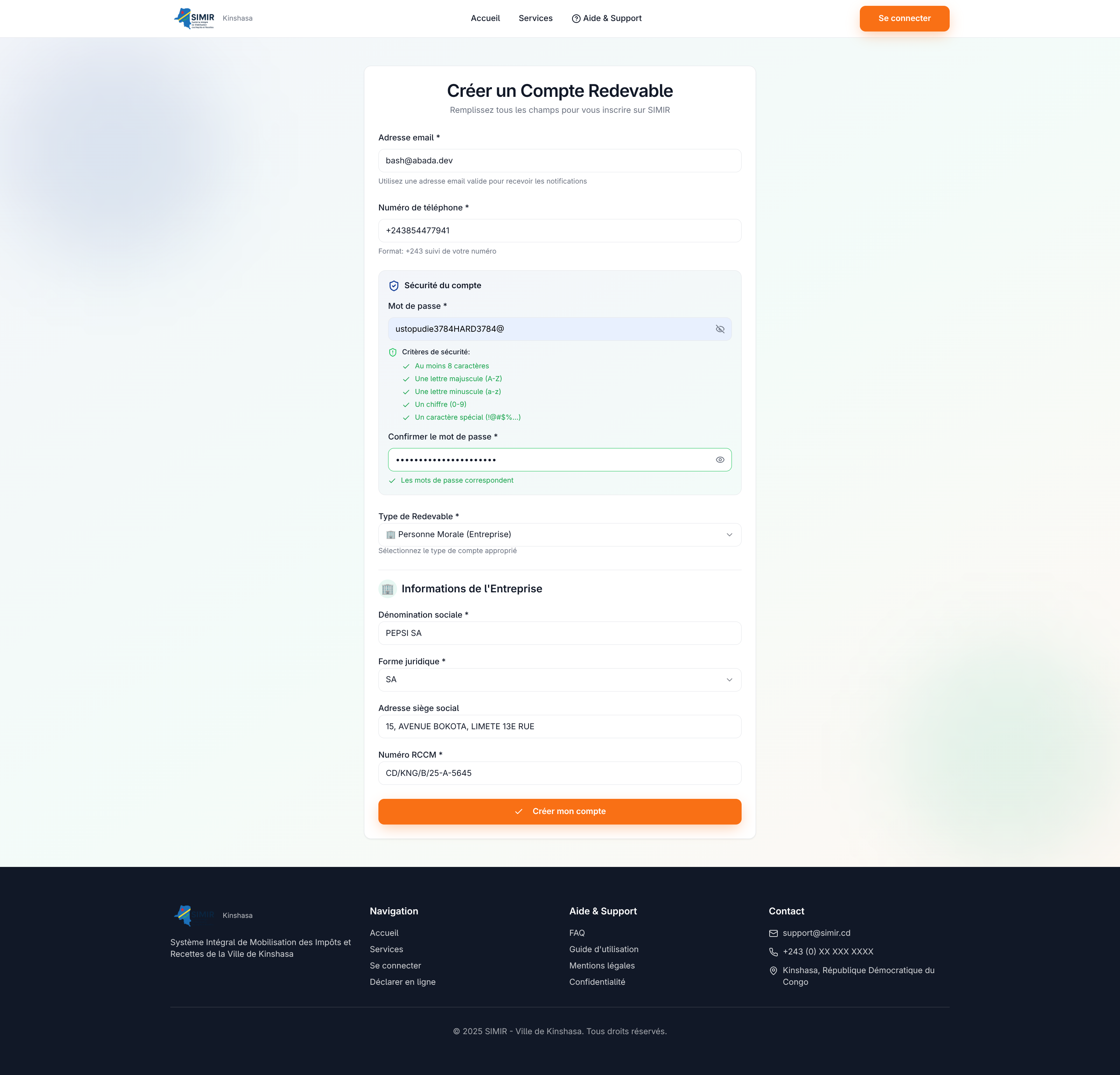 Création de compte PM