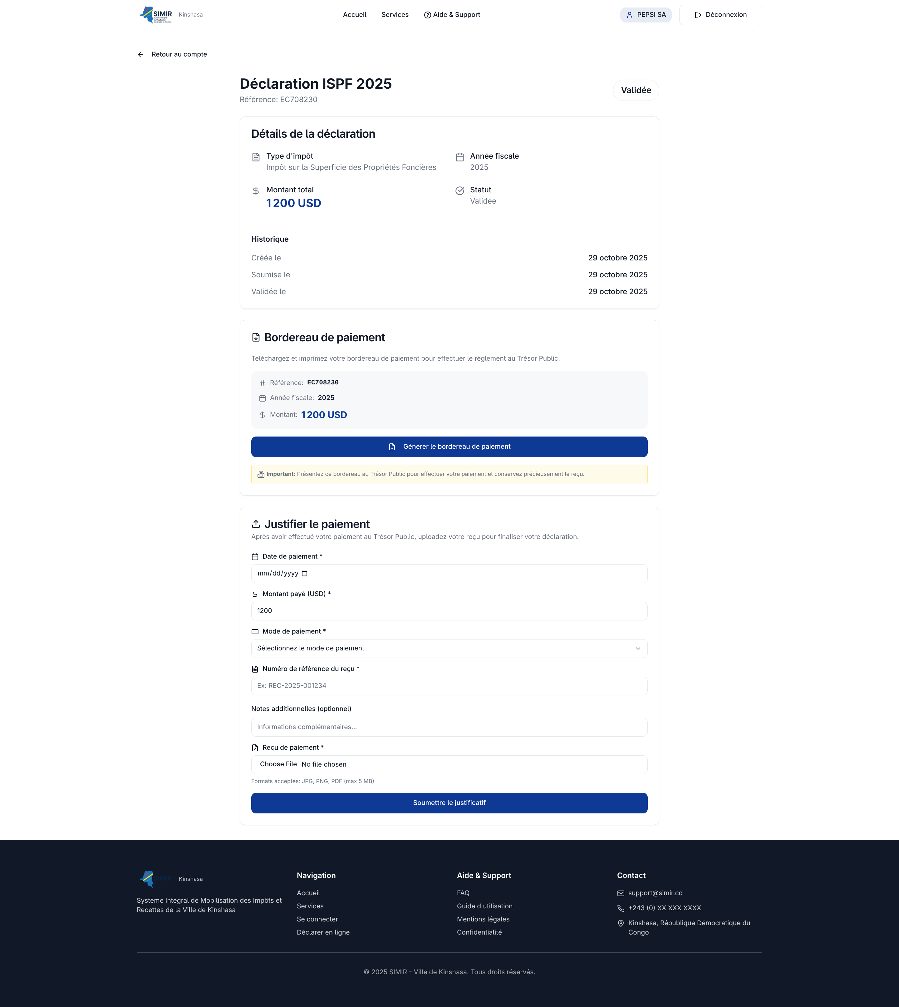 Impression du bordereau