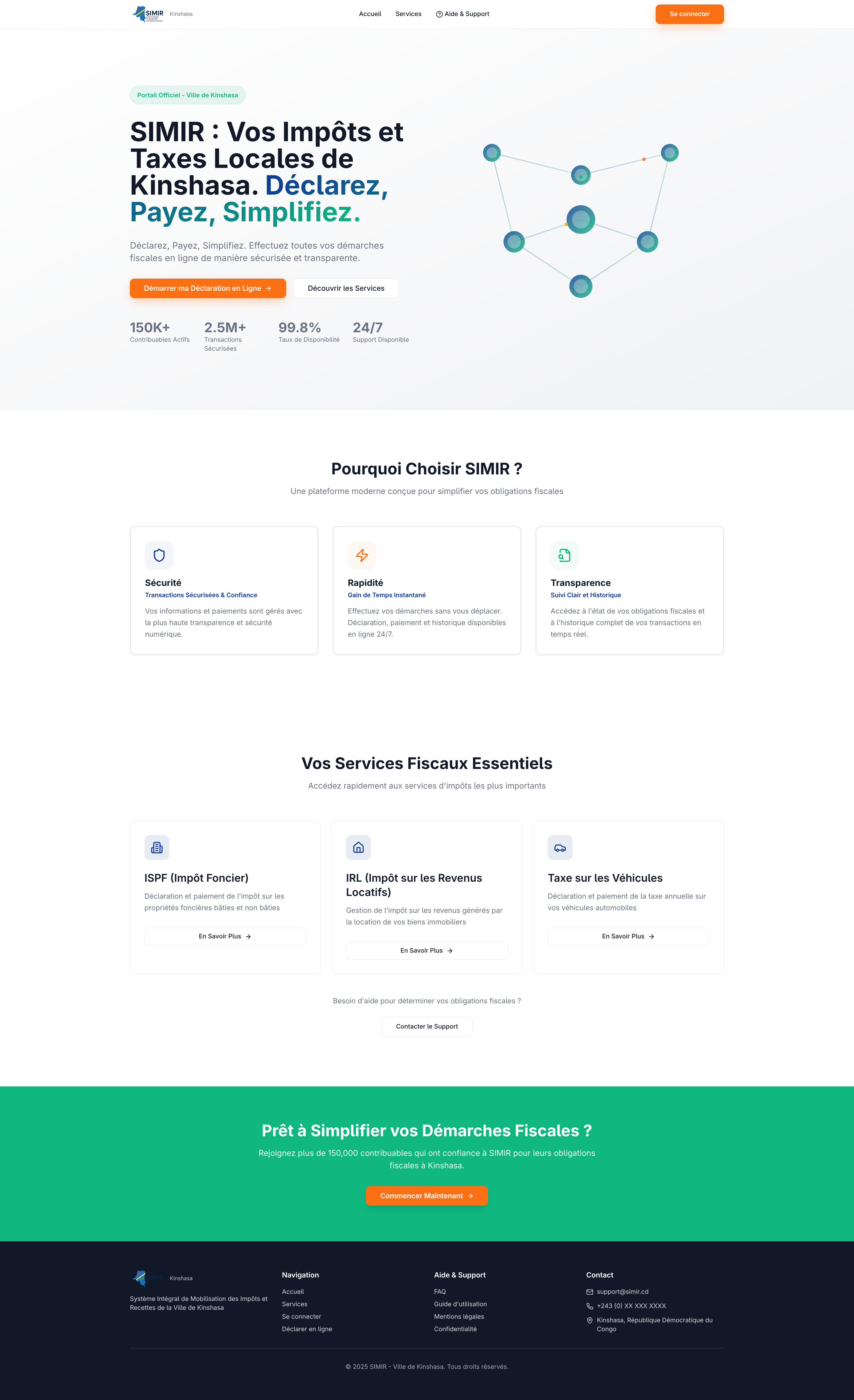 Aperçu visuel de la plateforme SIMIR